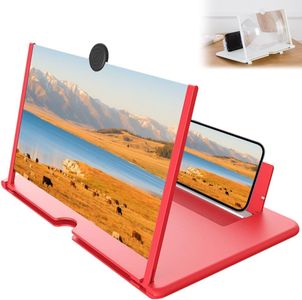 2026 New Version Big Screen Phone Magnifier, Upgrade 3D HD Mobilephone Magnifier Screen for Movies Videos Gaming, Foldable Phone Holder with Screen Amplifier Supports All Smartphones (Red, 12 Inch)