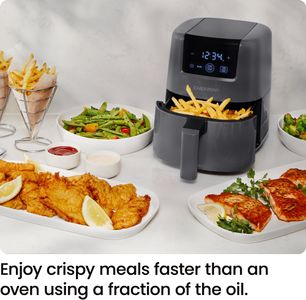 Chefman 2L Mini Digital Air Fryer – Compact Nonstick, Dishwasher Safe, Grey