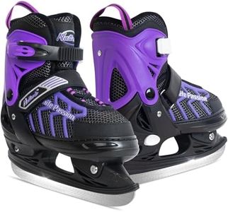 Nattork Adjustable Youth Ice Skate for Girls Boys, Soft Padding and Reinforced Ankle Support Purple Ice Hockey Skates