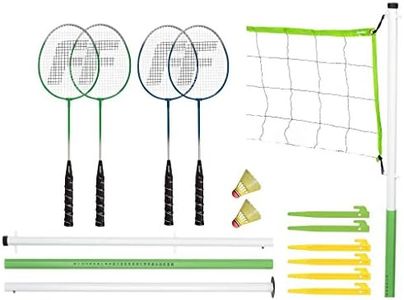 Franklin Sports Badminton Set - Portable Badminton Set - Adult and Kids Badminton Net - Perfect Backyard/Lawn Game - Includes 4 Badminton Racquets - Intermediate