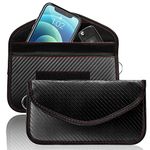 Faraday Bag for Phones and Car Keys, 2 Pack RFID Signal-Blocking Bag, Carbon Fiber Shielding Pouch Wallet Case for Cell Phone Privacy Protection and Car Key FOB (Black Large + Black Large)