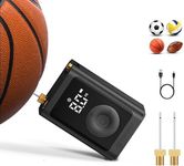 ETENWOLF Electric Ball Pump Inflation & Deflation 2-17 PSI, Basketball Pump with Precise Pressure Gauge, Rechargeable Air Pump for Balls, Soccer Ball Air Pump, Deep Black