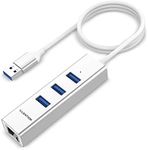 LENTION 3-Port USB 3.0 Hub with Gigabit Ethernet Adapter Compatible MacBook Air/Pro (Previous Generation), iMac, Surface, Chromebook, More Type A Laptops - Ultra Slim (CB-H23s-0.5M, Silver)