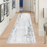 Famibay Runner Rugs for Hallway Non Slip Kitchen Runner Washable Rug Runner Modern Abstract Soft Low Pile Carpet Runners for Hallway 2 x 6 Feet(Grey)