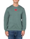 HUGO Men's Regular Fit Square Logo Jersey Sweatshirt, Balsam Green, X-Large