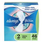 Always, Infinity With FlexFoam Pads For Women, Size 2, Heavy Absorbency With Wings, 46 Count