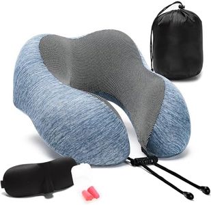 Memory Foam Neck Pillow with 360-Degree Head Support for Ultimate Comfort During Travel, Lightweight and Includes a Storage Bag. Ideal for Sleeping on Airplanes, Cars, Trains and at Home (Blue)