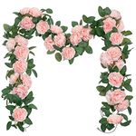 SHACOS 3pcs/6.0m Artificial Flowers Garland Peony Garland Artificial Flowers Rose Vine Garland Decorations Artificial Rose Garland Hanging Rose Garland for Outdoor Indoor Wedding Party Wall Arch, Pink