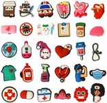 SIMIN 30PCS Nurse Cartoon Shoe Charms, Wristband Decoration with Different Designs for Girls,Boys and Adult Party Gifts