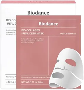 BIODANCE Bio-Collagen Real Deep Mask, Hydrating Overnight Hydrogel Mask, Pore Minimizing, Elasticity Improvement, 34g x4ea