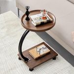 XICEN C Shaped Side Table, Small C Shaped End Table for Sofa and Bed, Couch Side Tables That Slide Under (B)