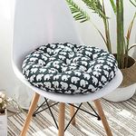 The Purple Tree Cotton Printed Round Chair Cushion Chair Pad (Pack of 1, 40X40 Cm) Outdoor Patio Chair Cushion, Quilted Chair Cushion (Dark Blue)