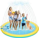Thicken 94'' Splash Pad, Non-Slip Splash Pad for Kids and Dogs, Toddler Sprinkler Pool & Splash Play Mat, Summer Outside Water Toys Big Splash Pads for Kids Activity, Easy to Use/Clean
