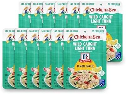 Chicken of the Sea Wild Caught Light Tuna, 2.5 Ounce Packets (Box of 12), Lightly Seasoned Lemon Garlic