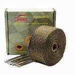 LEDAUT 2" x 25' Titanium Exhaust Header Wrap for Motorcycle Exhaust Tape with Stainless Ties