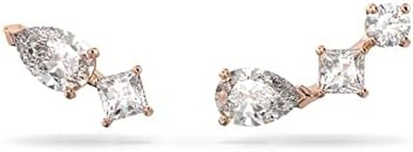 Swarovski Amazon Exclusive Mesmera Earrings, White Crystals in a Rose Gold-Tone Plated Setting