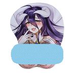 fonyell 3D Anime Mouse Pad with Wrist Rest Support Gel Cartoon Desk Mouse Mat Cushion Non-Slip Gaming Mousepad for Office 2way Skin (Albedo 1)