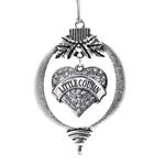 Inspired Silver - Little Cousin Charm Ornament - Silver Pave Heart Charm Holiday Ornaments with Cubic Zirconia Jewelry