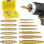 Topec Damaged Screw Extractor Set 13Pcs, Spiral Screw Extractor for Stripped Screws Nuts & Bolts, Golden Easy Out Bolt Extractor Set Drill Bit Tools for Easy Removal of Rusty Broken Hardware