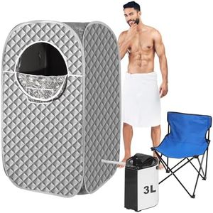 Portable Steam Sauna, Personal Sauna for Home,Steam Sauna,Sauna Box Sauna Tent with 3L Steamer, UV Atomization, Cycling Timer and 9 Levels - Silver