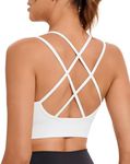 RUNNING GIRL White Sports Bras for Women,Crisscross Back Seamless Padded High Support Sports Bra with Removable PadsWX3007 White_L