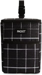 PackIt® Freezable Double Bottle Bag, Black Grid