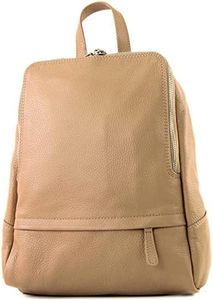 modamoda de - T138 Italian Women's Leather Backpack Bag, Beige2021, M