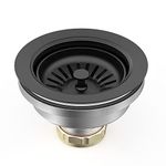 BOTEMY B9173 Kitchen Sink Drain Assembly 3-1/2 inch with Removable Sink Strainer Basket/Stopper 304 Stainless Steel (Black)