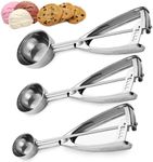 Saffron & Sage Cookie Scoop Set - Heavy Duty Stainless Steel 1, 2 & 4 Tbsp Cookie Scoops for Baking Set of 3 has a Scooper, Ice Cream Scoop with Trigger Smooth Release, Comfortable Handles, Rust Proof