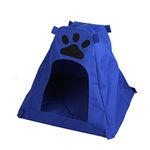 Uxcell Paw Print Pet Removable Cushion Kennel House Dog Hole, Blue