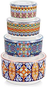 vancasso Serving Bowls with Lids Set of 4, Ceramic Nesting Mixing Bowls for Food Storage, Prep and Stackable, Dishwasher & Microwave Safe Gift Set, 60/36/20/10 OZ, Series SIMI