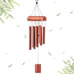 DONGDA 8 Tubes Bamboo Wind Chimes, Copper-Red Wind Chime for Outside, Wooden Wind Chimes Bamboo Zen Wind Chime for Garden Clearance, Decor Windchimes Gifts for Mom, Grandma, 25.6in