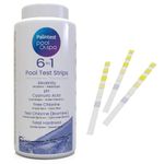 Palintest Premium 6 In 1 Pool and Spa Test Strips for Testing Hot Tub, tubs, pools and water, Chemicals Tests For Chlorine, PH, Alkalinity, Cyanuric and Hardness (6 In 1 - 50 Test Strips)