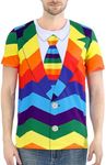 Funny World Men's 3D Pattern Festival T-Shirts Short Sleeve Holiday Novelty Casul Tee, Rainbow, XX-Large