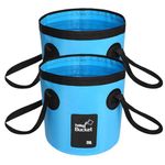 BANCHELLE Collapsible Bucket Water Container Portable Folding Camp Wash Basin for Outdoor Traveling Hiking Fishing Car Washing Gardening Camping 2 PCS (Blue, 20L)