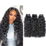 Urshiney Water Wave Human Hair Bundles Long Curly Weave Bundles Human Hair Brazilian Virgin Hair Bundles Wet And Wavy Bundles Natural Color 3 Bundles Human Hair 300g 22 24 26 Inch