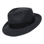 Borges & Scott B&S Premium Doyle - Teardrop Fedora Hat - 100% Wool Felt - Crushable for Travel - Water Resistant - Unisex - Dark Grey 60