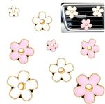 Daisy Flower Air Vent Clip, 8 PCS Car Air Fresheners Vent Clips, Cute Fresh Car Accessories, Car Air Vent Clip Charms as Car Decorations for Women & Girls (White and Pink)