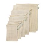 Simple Ecology Reusable Grocery Produce Shopping and Storage Bags, Organic Cotton Mesh, Set of 10 (2 ea. XL, L, M, S, XS)