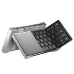 iClever Portable Folding Keyboard, Ultra Slim Pocket Size Bluetooth Keyboard Wireless with Carry Pouch, Aluminum Alloy Housing, Designed for iOS Android Windows Better Typing, Silver (BK03)