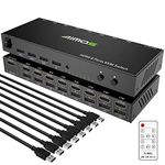 KCEVE KVM Switch 8 ports, 8 In 1 Out HDMI Switcher Box Support 4K@30Hz For 8 PC Share Keyboard And Mouse, Support USB Hub Connect, Compatible With Windows/Linux/Mac System etc
