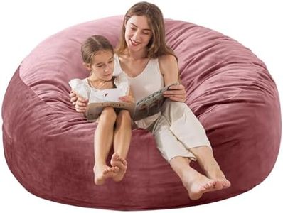 EDUJIN Large Bean Bag Chair, Memory Foam Bean Bag Chairs for Adults with Filler Included, Ultra Soft Velvet Fabric, Bean Bag for Living Room - 5 Foot, Pink