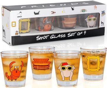 PuGez 4 Pack Friends Mini Shot Glasses, Friends TV Show Merchandise, Friends Shot Glass Set, Friends TV Show Gifts for Fans