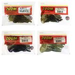 Bundle: Zoom Baby Brush Hog Bait Lures - 5 1/4" Watermelon Red 12 Pack, 5 1/4" Green Pumpkin 12 Pack, 5 1/4" June Bug 12 Pack and 5 1/4" Baby Bass 12 Pack