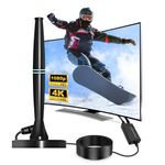 AN HUI MING Digital TV Aerial for 4K/1080P, Indoor TV Antenna with Magnetic Base 280+ Miles Range, 32FT Freeview Antenna with Signal Booster for Local Channels Outdoors Smart TV Black