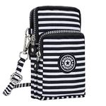 Best World 4 Yu Lightweight Nylon Crossbody Bag Cellphone Wallet for Women Girls Mini Shoulder Purse, Small Bag for Dog Walking with Long Strap(Black and White Stripes)