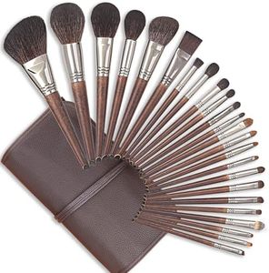 ENZO KEN Deluxe Natural Goat Hair Makeup Brush Set with Case, 24 Cosmetic Brushes Makeup Set, Wooden Natural Makeup Brushes, Natural Bristle Makeup Brush, Natural Hair Makeup Brushes Set Professional.