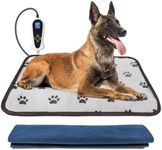Bestio Cat Heating pad,Giant 21x34 in Pet Heating Pad,Electric Dog Heating Pad with Adjustable Thermostat and Chew Resistant Steel Cord,Heated Pet Bed for Large Dog with One Blue Plush Cover