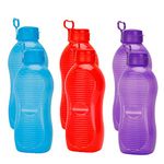 Oliveware King Premium Plastic Water Bottle | Sturdy with Holder | BPA Free with 100% Leak Proof | 2 Litre - Set of 6 (Multi)