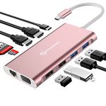 Docking Station, UtechSmart Docking Station Dual Monitor Triple Display USB C Adapter with 2 HDMI, VGA, PD 3.0 Port, SD TF Card Reader, 4 USB Ports USB-C Dock Compatible for MacBook, Other USBC Laptop